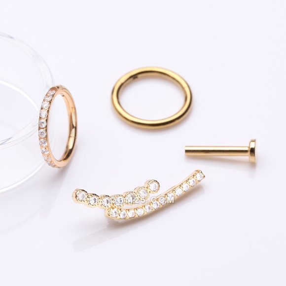 3 Pcs of Assorted Everyday Golden Curvature Sparkle Lined Stud x Clicker Package - Picture 2 of 3